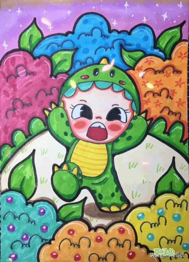 资深美术教师收集6—12岁马克笔儿童画50幅，家长记得收藏转发 六笔有什么字