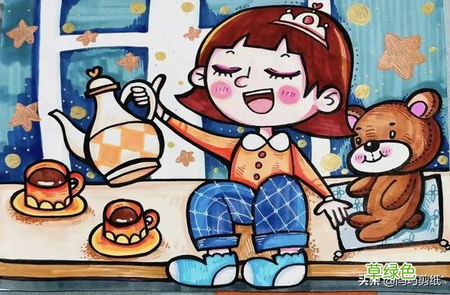 资深美术教师收集6—12岁马克笔儿童画50幅，家长记得收藏转发 六笔有什么字