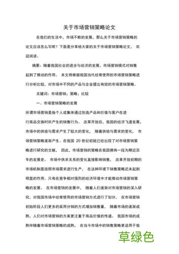 某公司营销策略分析论文 营销策略研究论文