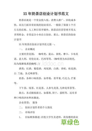 茶饮项目商业计划书 创新创业项目计划书奶茶店